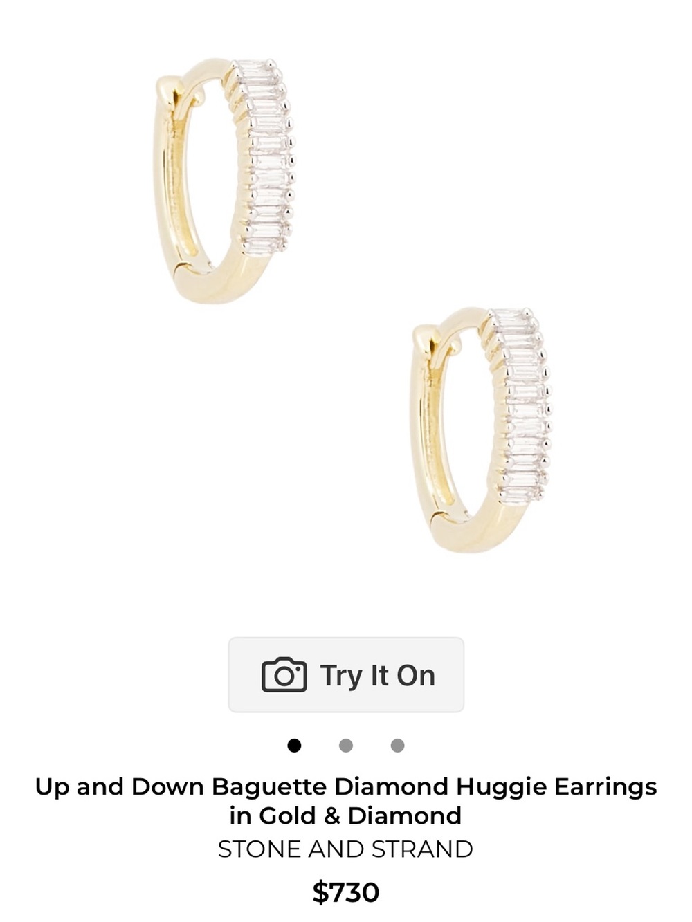 Up and Down Baguette Diamond Huggie Earrings in Gold & Diamond
STONE AND STRAND